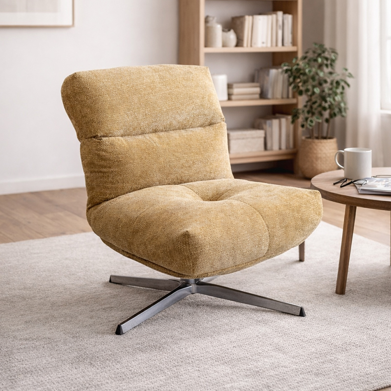 Moderna tkanina, okretna stolica za dnevnu sobu, luksuzni metalni okvir, jednokrevetna sofa, fotelja, namještaj za dnevnu sobu